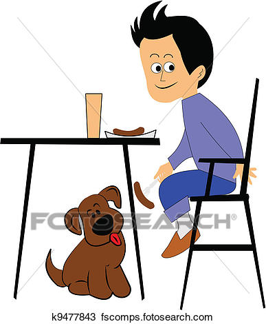 387x470 Clipart Of Boy And His Dog K9477843