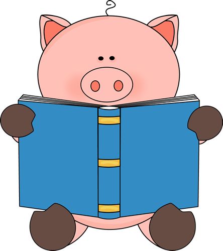 444x500 Animal Reading Clipart