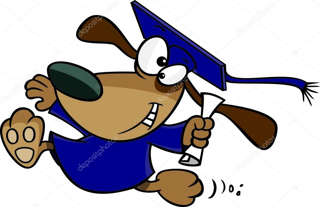1024x663 Clipart Happy Graduate Dog Running With A Diploma Stock Vector