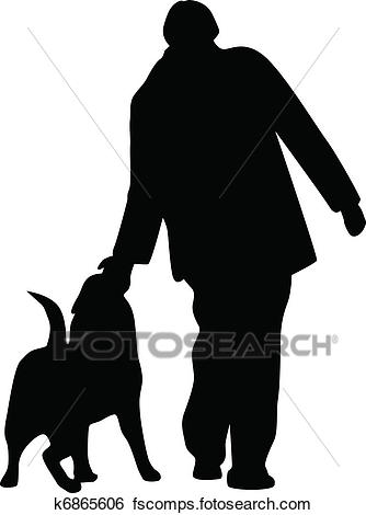 334x470 Clip Art Of Woman And Dog Silhouette Vector K6865606