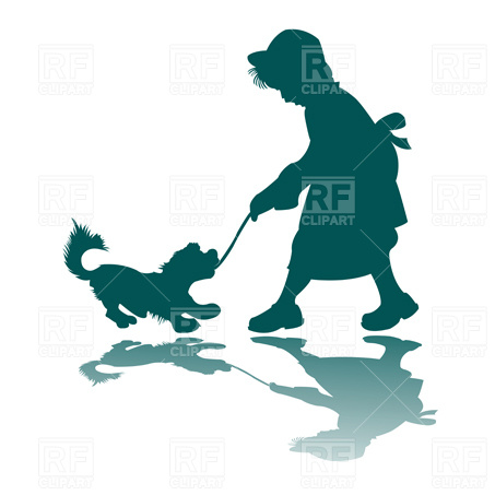453x453 Little Girl And Dog Silhouette Royalty Free Vector Clip Art Image