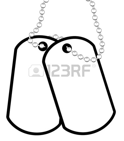 397x450 A Set Of Military Dog Tags With Chain Over A White Background