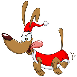300x300 Clip Art Cartoon Christmas Dog