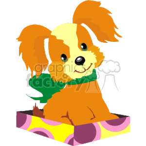 300x300 Royalty Free Cute Puppy Sitting In A Box Lid 131596 Vector Clip