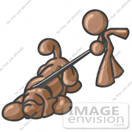 450x450 Clip Art Graphic Of A Brown Guy Character Walking A Dog