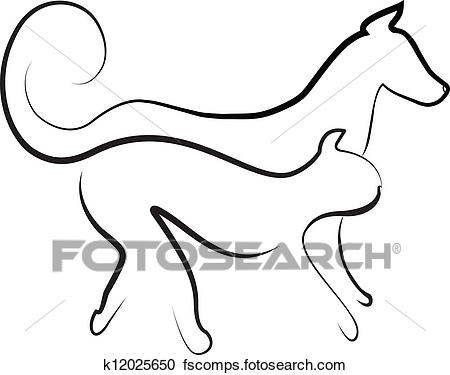 450x375 Clipart Of Cat And Dog Walking Together Logo K12025650