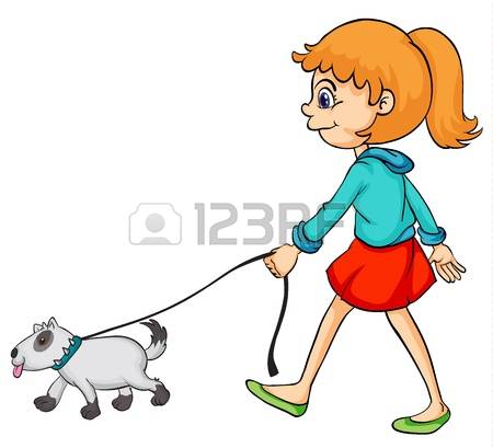 450x409 Women Clipart Walking Dog