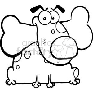 300x300 Royalty Free 2645 Royalty Free Fat Dog With Big Bone In Mouth
