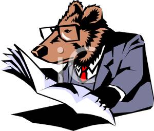 300x255 Free Clipart Image A Grizzly Bear Reading A Newspaper