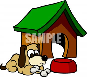 350x307 Royalty Free Clipart Image Cartoon Of A Dog Sitting Outside His