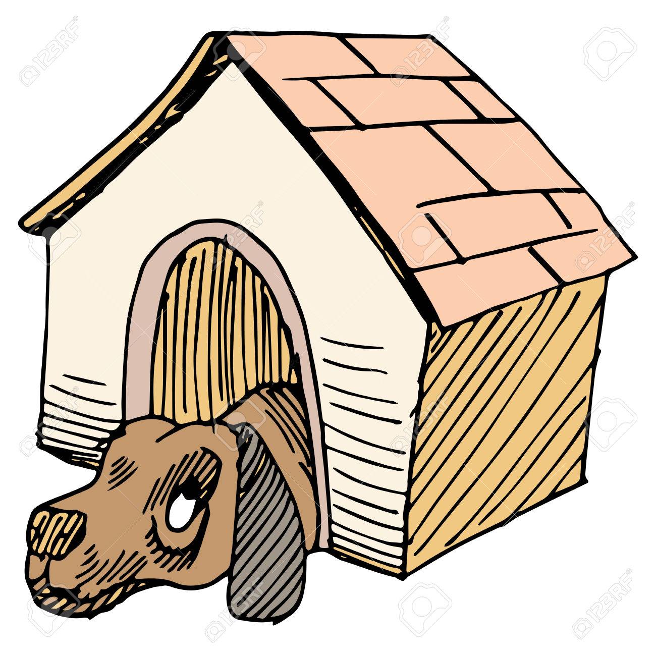 1300x1300 An Image Of A Dog Alone In A Doghouse. Royalty Free Cliparts