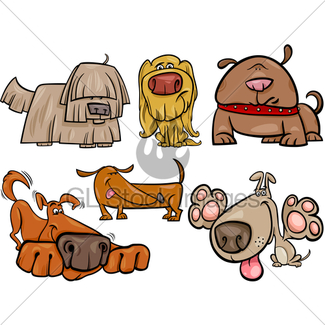 325x325 Happy Dogs Cartoon Illustration Set Gl Stock Images