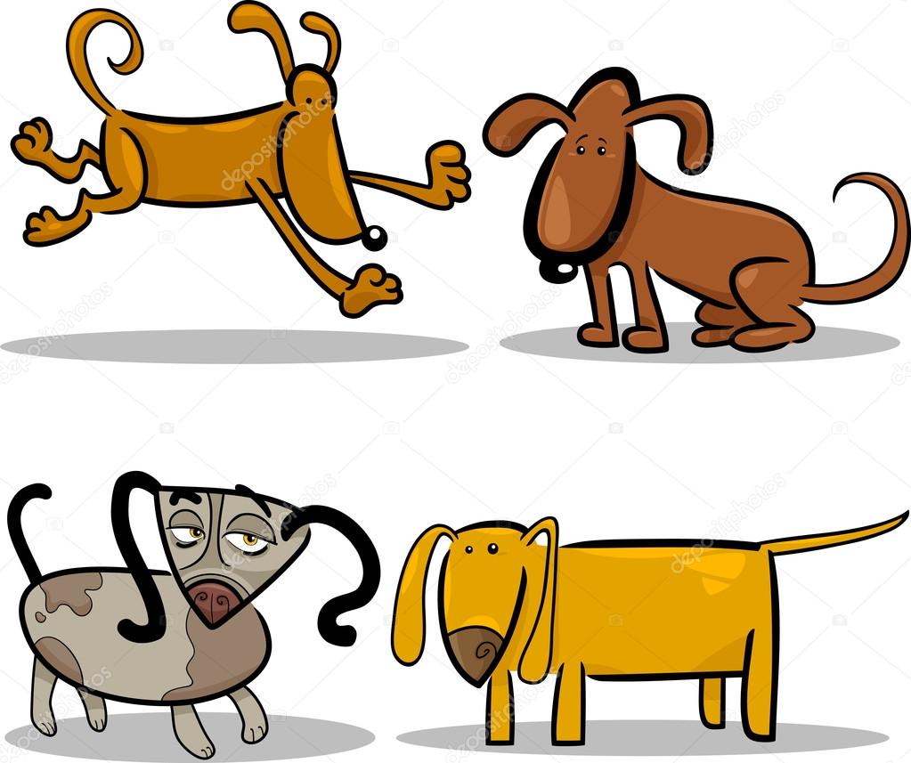 1023x857 Cute Cartoon Dogs Or Puppies Set Stock Vector Izakowski