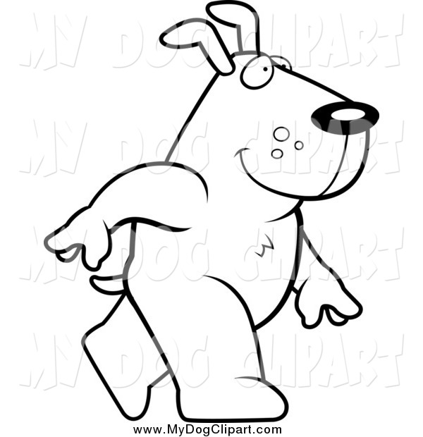 600x620 Clip Art Of A Black And White Happy Dog Walking Upright By Cory