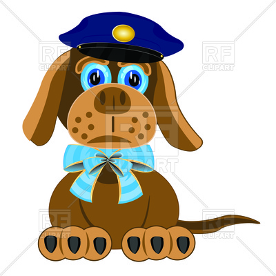 400x400 Dog With Blue Bow On Neck And Police Cap Free Vector Clip Art