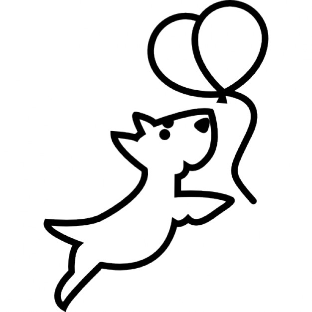 626x626 Dog Outline Chasing Balloons Icons Free Download