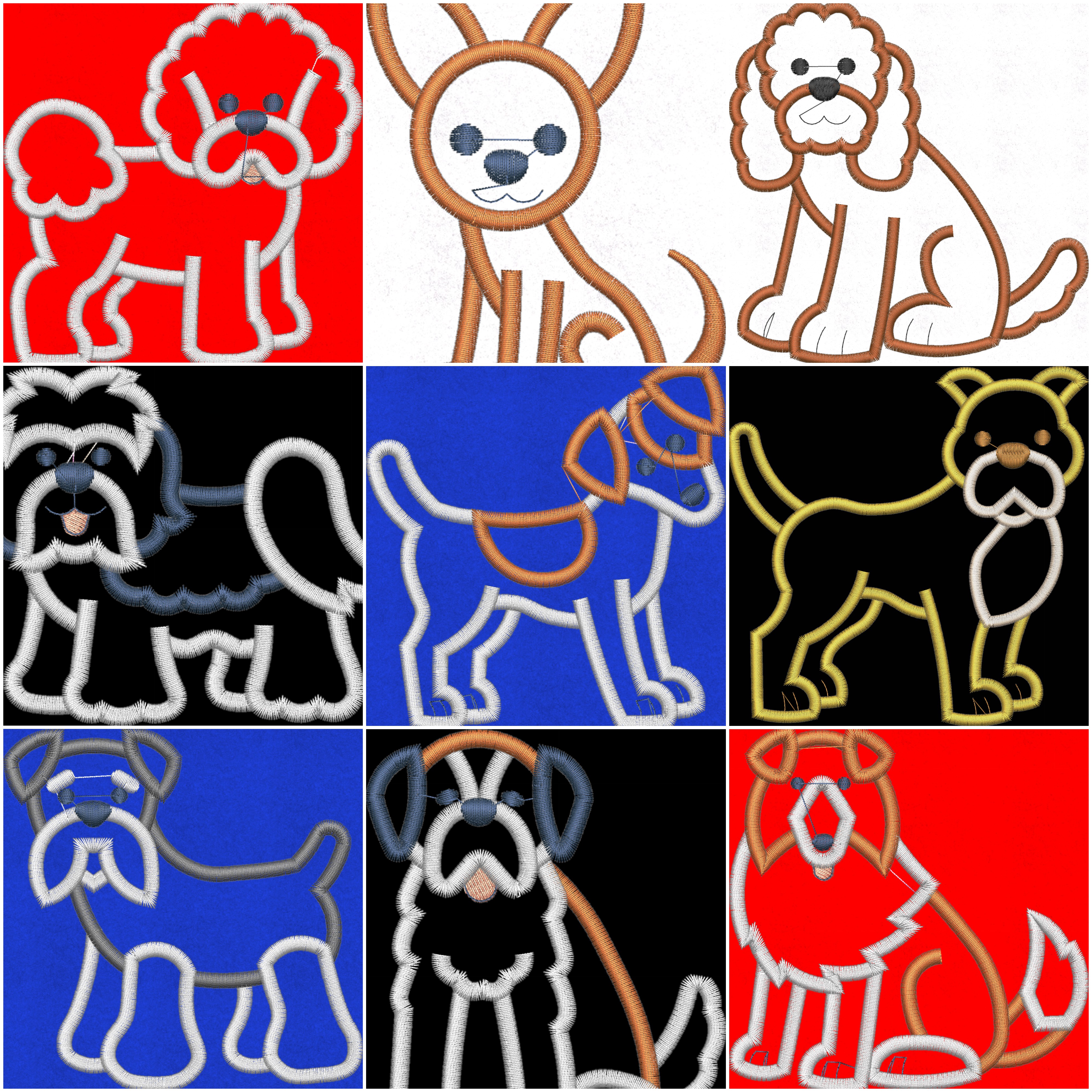 3988x3988 Cushion Cover 54 X Breeds Of Dogs Applique Or Just The Outline