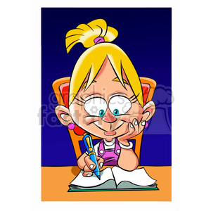 300x300 Royalty Free Vector Girl Doing Her Homework Cartoon 393664 Vector