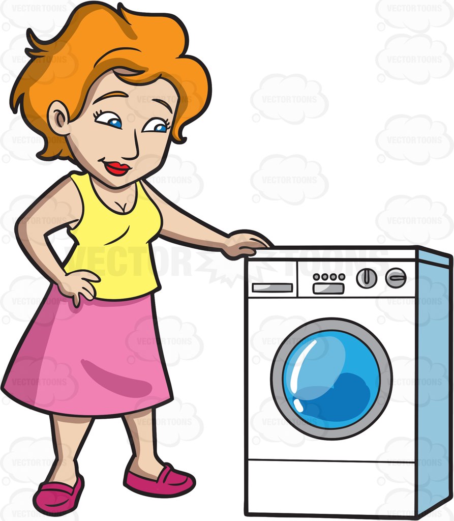 893x1024 A Woman Waits For Her Laundry To Finish Cartoon Clipart