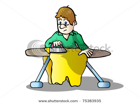 450x335 Art Illustration Of A Man Doing His Own Laundry And Ironing His