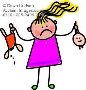 287x300 Illustration Of A Unhappy Little Girl Holding Her Broken Doll