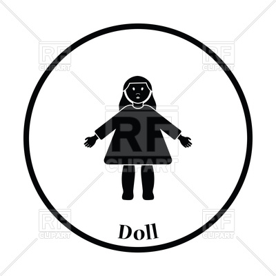 400x400 Thin Circle Design Of Doll Toy Icon Royalty Free Vector Clip Art