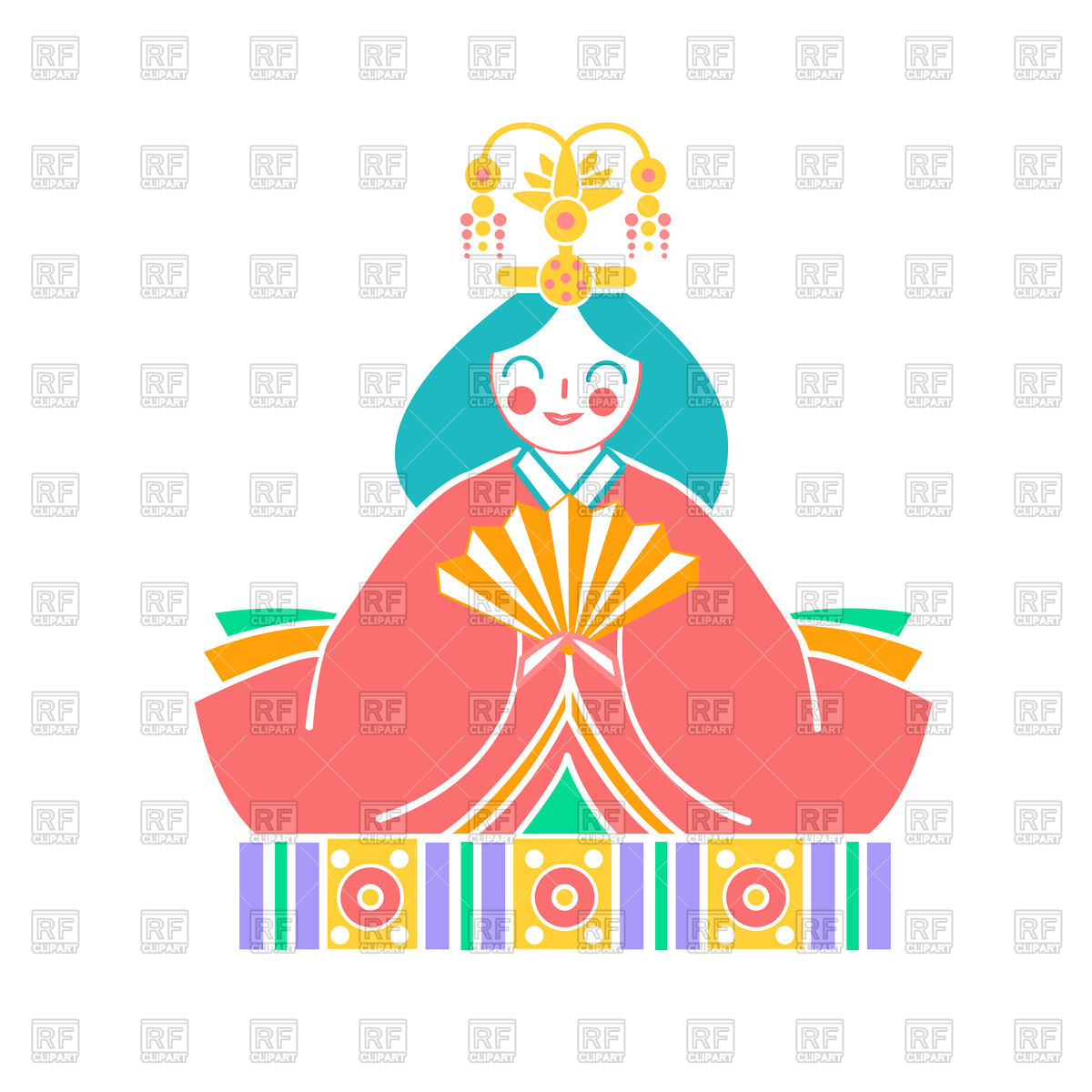 1200x1200 Japanese Empress Doll Icon In Linear Style Royalty Free Vector