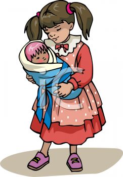 243x350 Little Girl Playing With Her Baby Doll