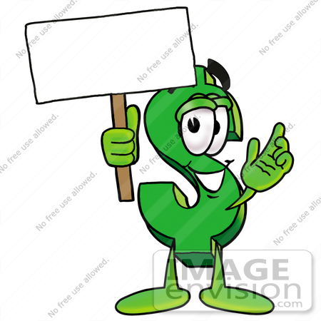 450x450 Clip Art Graphic Of A Green Usd Dollar Sign Cartoon Character