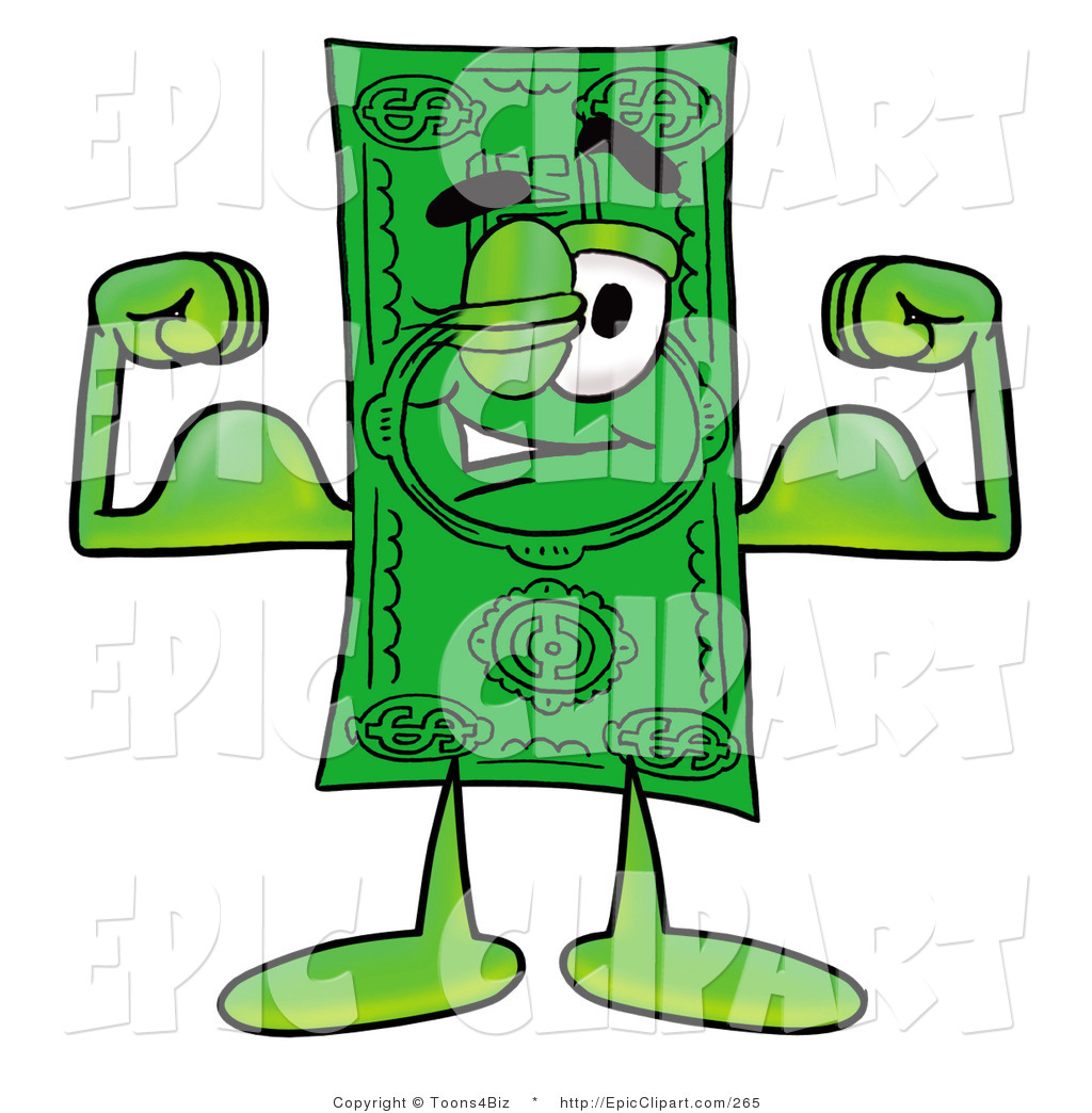 1024x1044 Clip Art Of A Green Dollar Bill Mascot Cartoon Character Flexing