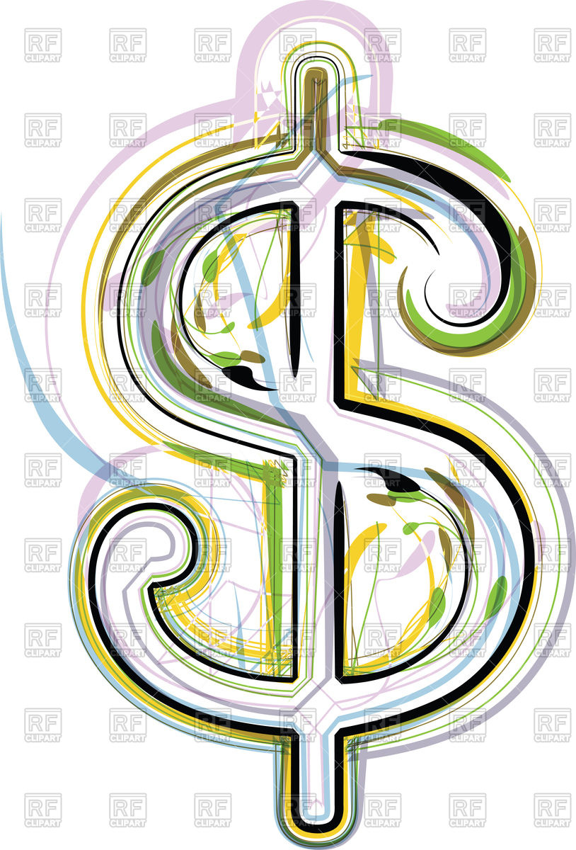 814x1200 Organic Font Dollar Symbol Royalty Free Vector Clip Art Image