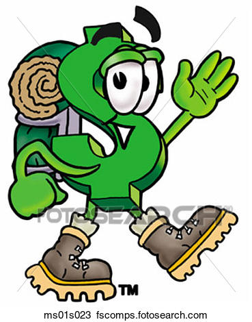 369x470 Clipart Of Dollar Sign Hiking Ms01s023
