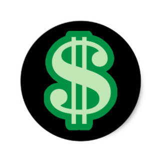 324x324 Custom Dollar Sign Money Symbol Stickers Zazzle.ca