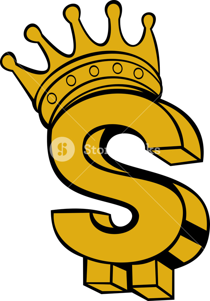 698x1000 Gold Dollar Sign With Crown Royalty Free Stock Image