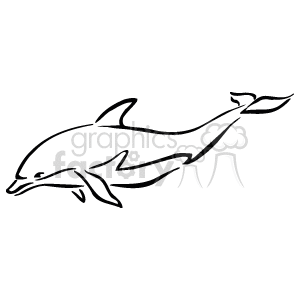 300x300 Royalty Free Black And White Dolphin 129392 Vector Clip Art Image