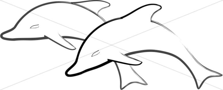 776x315 Two Simple Dolphins Jumping Nature Clipart