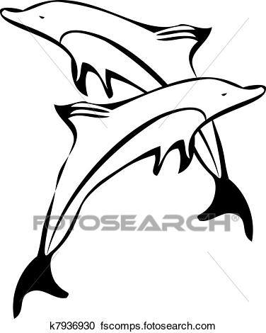 376x470 Clipart Of Dolphin Playing K7936930