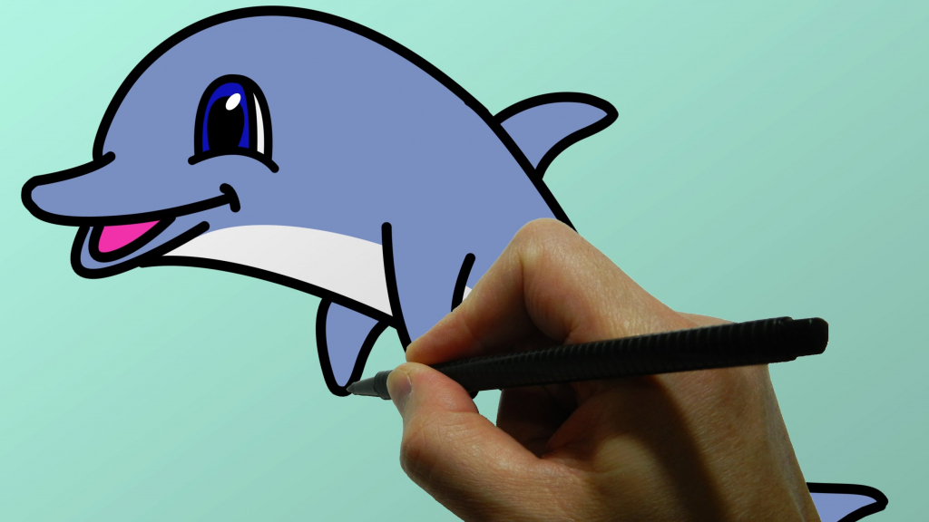 1024x576 Cartoon Dolphin Drawings Dolphin Drawings Jumping