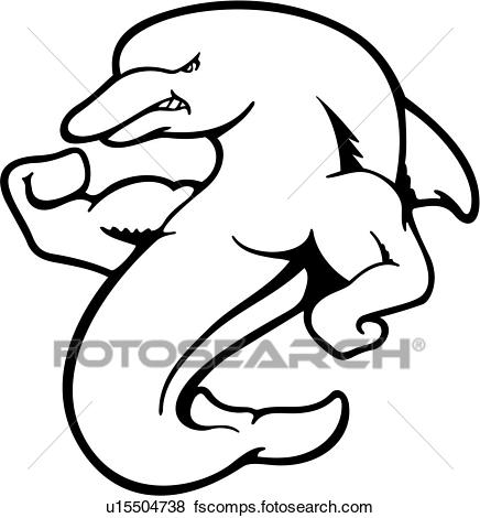 436x470 Clip Art Of , Cartoons, Dolphin, Mascot, Mascots, Muscles