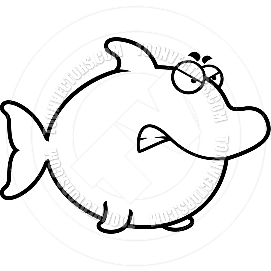 940x940 Cartoon Dolphin Angry (Black And White Line Art) By Cory Thoman