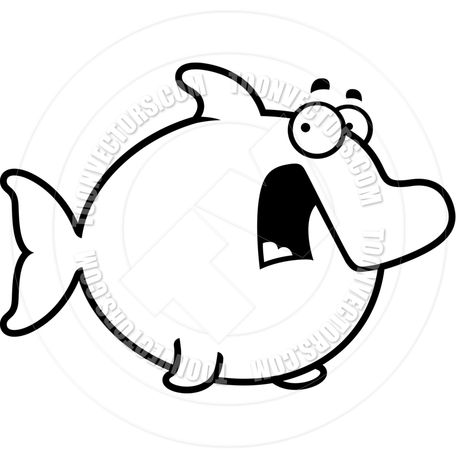 940x940 Cartoon Dolphin Scared (Black And White Line Art) By Cory Thoman