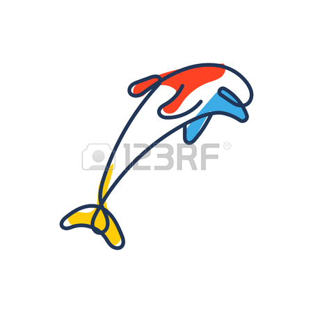450x450 Dolphin Line Art Jump Icon Logo Design Element Royalty Free