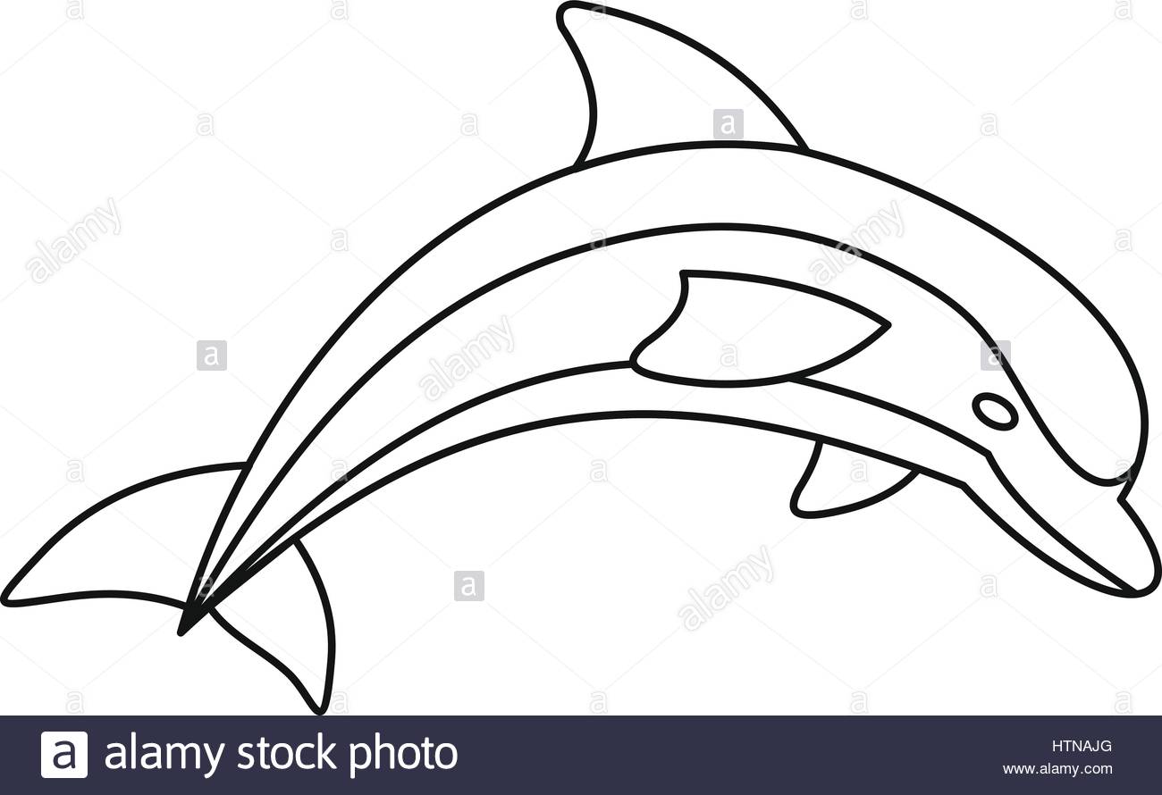 1300x890 Dolphin Icon. Outline Illustration Of Dolphin Vector Icon For Web