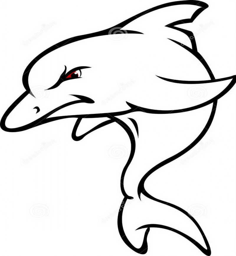 800x868 Scary Cartoon Outline Red Eyed Dolphin Tattoo Design