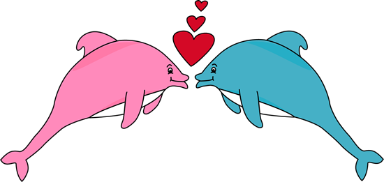 550x261 Valentine's Day Dolphins Clip Art