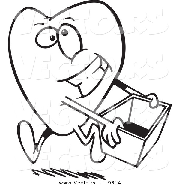 600x620 Vector Of A Cartoon Heart Carrying A Donations Box