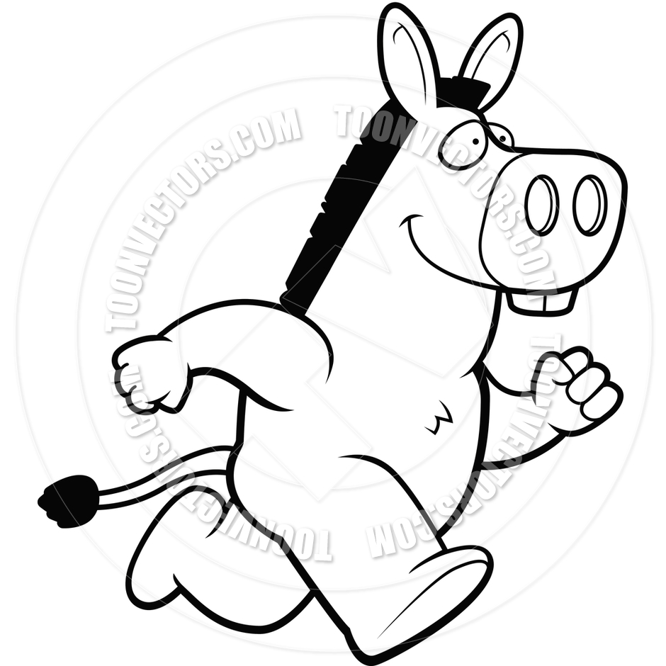 940x940 Donkey Running (Black And White Line Art) By Cory Thoman Toon