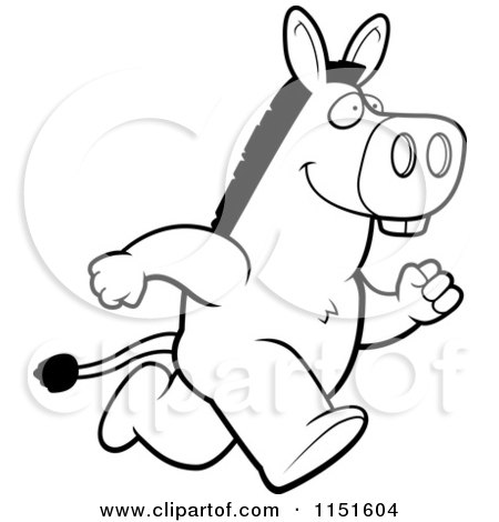 450x470 Cartoon Clipart Of A Black And White Donkey Running Upright