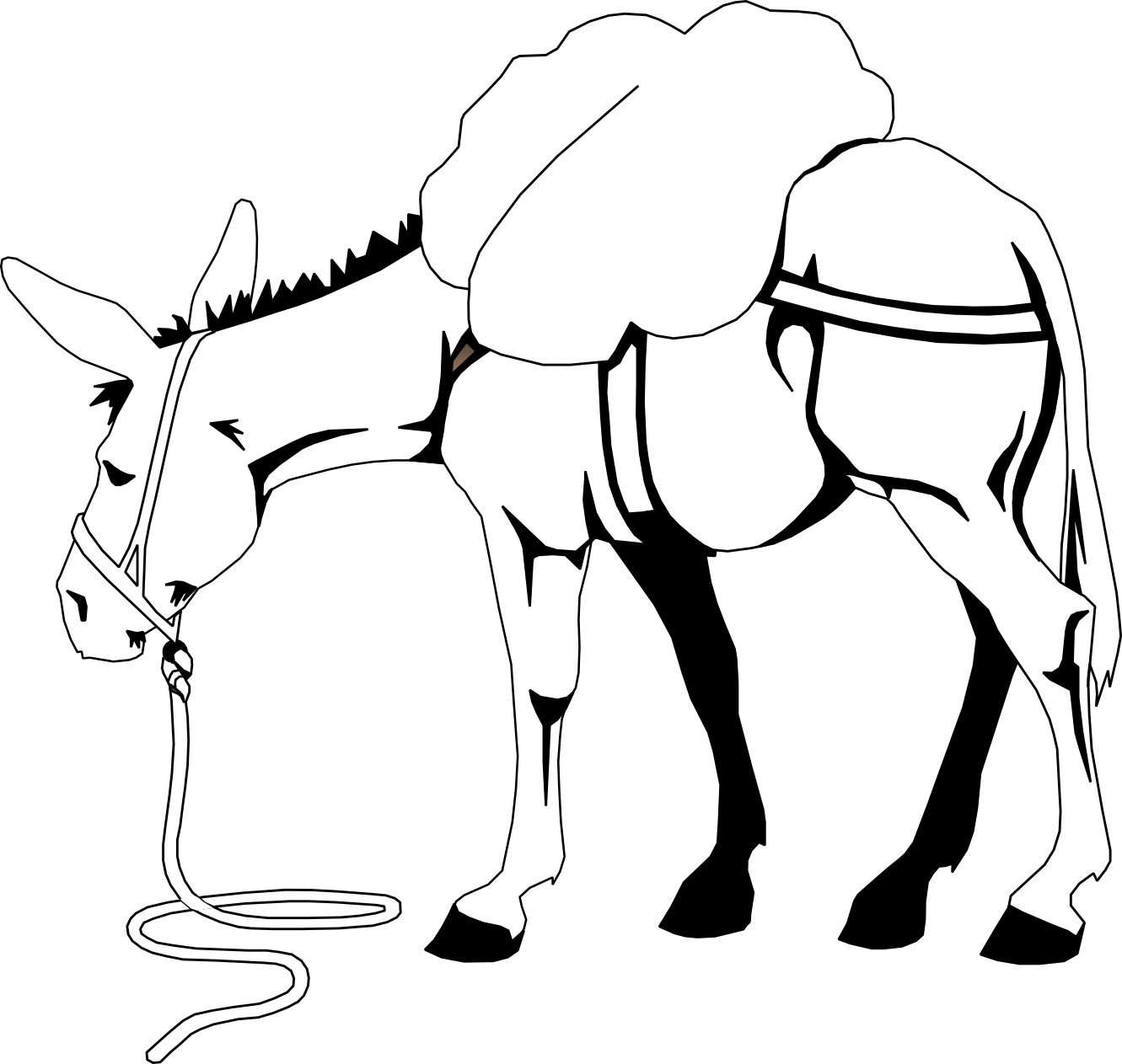 1331x1263 Free Donkey And Man Clipart Black And White