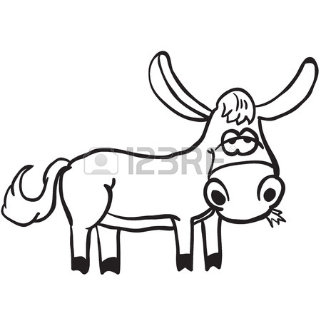 450x450 Simple Black And White Donkey Cartoon Royalty Free Cliparts